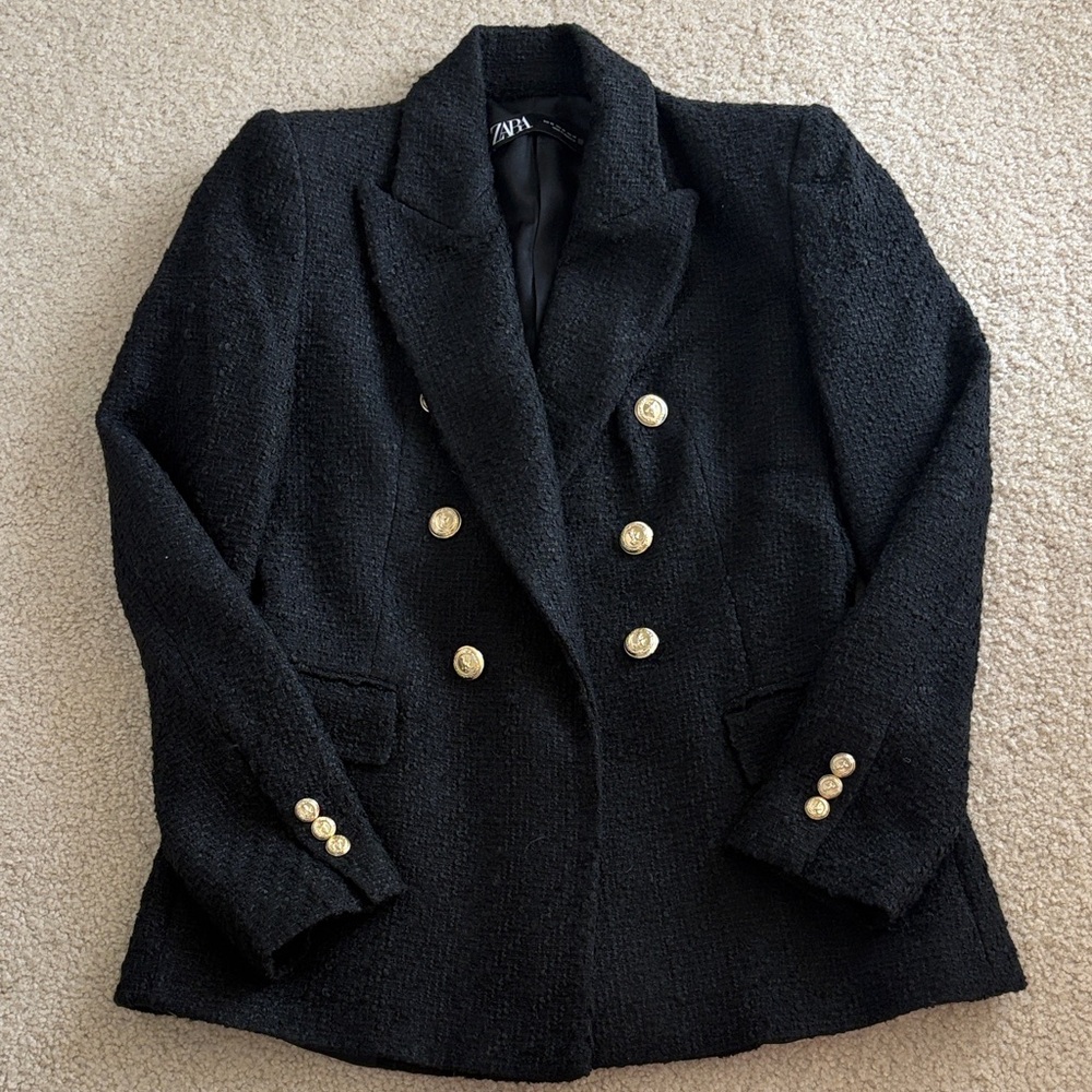 Zara Black Tweed Blazer